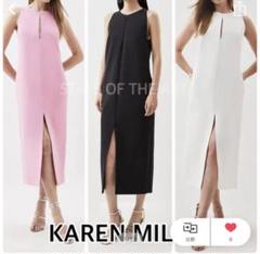 KAREN MILLEN 花柄 コットン マキシ ロングドレス ワンピース 裾ふんわりコットン花柄レース透け感ロング丈ワンピース（マキシ