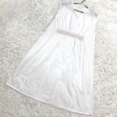 【MELROSE】ノースリーブワンピース　美品　綿100% フレア　ホワイト