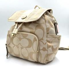 COACH コーチ リュック シグネチャー ベージュ ピンク F21928