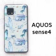 AQUOS sense4 sense5G カバー ヤシの木と車