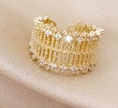 網目 【フリーサイズ】ロイヤル 美しい ゴールドリング 至高 高級 中空デザイン