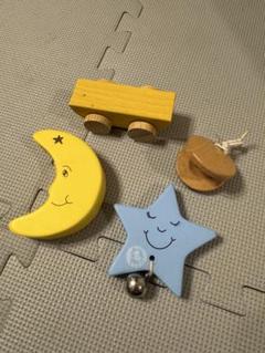 乳幼児向け木製おもちゃ カスタネット くるま 星と月のセット