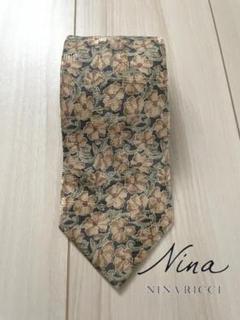 ニナリッチ　NINA RICCI ネクタイ　花柄　ネイビー系　ブランドネクタイのサムネイル
