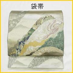 507my93△袋帯 松 紅葉 藤 花唐草 遠山 流水 菱 金糸 銀糸△美品