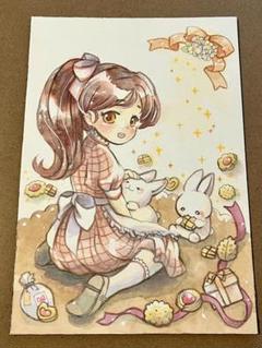 2533A 肉筆原画水彩画手描きイラストA5サイズ