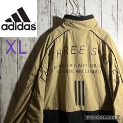 美品】adidas ナイロンジャケット 刺繍 バックプリント XL 黒