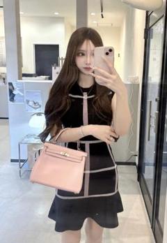 Sサイズ】（ホワイト）ルミニョン Candycheck panel dress