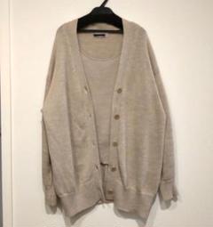 Chaos ベージュ リネンカーディガン・タンクトップ ニットアンサンブル Chaos ベージュ リネンカーディガン・タンクトップ ニット