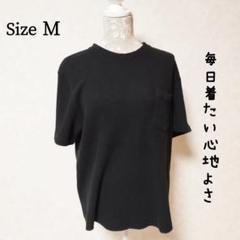【美品】 ナノ nano 半袖 クルーネック ワッフル織 ニット 黒 サイズM