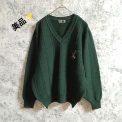 美品　ダックス　ゴルフ　DAKS　GOLF ニット【L】グリーン　Vネック