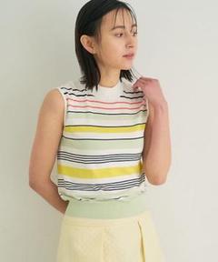 22SS♡ANAYI シルクコットンマルチボーダープルオーバー 38 イエロー