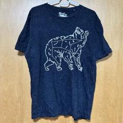 クマの星座プリント Tシャツ ブラック霜ふり生地ゆったりブラック