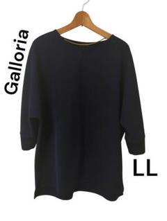 Galloria 春秋 ネイビー LL 五分袖トップス　大きめサイズ