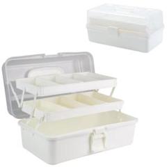 新品・未使用【ホワイト】 3段式収納ボックス 化粧品 工具 ネイル道具 裁縫箱
