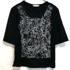 【プールブランドル】 半袖Tシャツ/花柄/ L /ブラック/肩パット