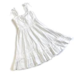 【美品】クレイサス　キャミワンピース　フリル　レース　コットン　日本製　白　36