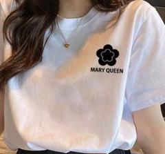 マリークワント 白 Tシャツ 花ロゴ ロゴ　Tシャツ　XLサイズ