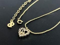 極美品Christian Dior ネックレス　ハート　ラインストーン　ゴールド