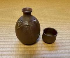 ２０８００円に値下げぐい呑み2個付♦備前焼花入徳利セット 20800に値下げぐい呑み2個付♢備前焼花入徳利セット