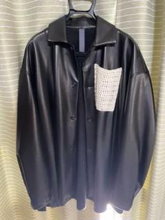 ブラック系,FREE SIZE中華のおせち贈り物 shinya kozuka フェイク 爆買い シンヤコズカフェイクレザーシャツ レザージャケット