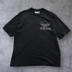 アディダス（M）トレフォイル刺繍ロゴTシャツ オーバーサイズ 黒 旧ロゴ