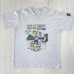 90s　カナダ製　ヴィンテージ　袖シングルステッチ　プリント　Tシャツ　グレー