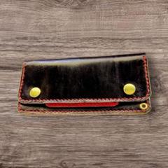 トラッカーウォレット 手染め 黒×豹柄 bead-ya_truckers-bt-type2-black