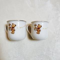 専用ページ　ミニチュア昭和のマグカップ、フエキくん、ハニー、テディベア、ボタン箱 クマのイラスト付きマグカップ2個セット テディベア ミニカップ