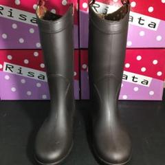 新品未使用◆L◆レディース◆ロング レインブーツ◆雨靴◆シンプル◆ブラウン