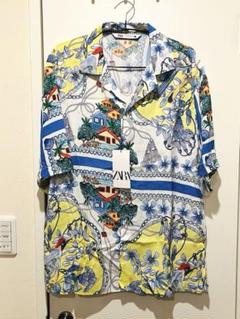 新品 ★ ZARA 総柄プリント 半袖シャツ 夏柄