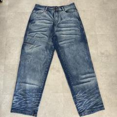 ペレペレPELLEPELLEダメージ加工デニムW36バギーパンツ イエロー 並行輸入品] PellePelle ペレペレ Baggy ブランドロゴデザイン