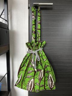 アフリカ布　巾着型トートバッグ