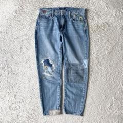 美品 POLO RALPH LAUREN リラックステーパードデニム 25 刺繍 美品 POLO RALPH LAUREN リラックステーパードデニム 25 刺繍