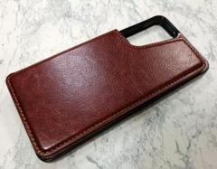 Galaxy S21 5G 用 ケース 無地 カード入れ 背面手帳型 ブラウン