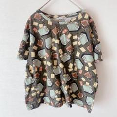 ザラ Tシャツ カットソー 半袖 クルーネック パン柄 個性的 カーキ Mのサムネイル