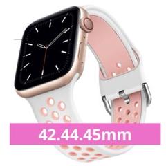 Apple Watch バンド 42 44 45mmソフトシリコン ピンク