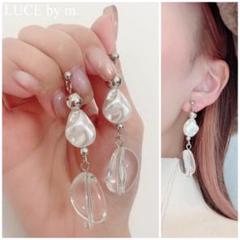 希少⭐️STAR JEWELRY あこや パール クリアドロップピアス シルバー シルバー925 ドロップピアス なみだ しずく 涙型 雫型 ティア