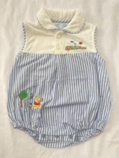 くまのプーさん ストライプロンパース 70 レトロ　ヴィンテージ