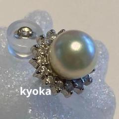 0.19片方売りPt900プラチナ パール/ダイヤモンドデザインピアス真珠 天然