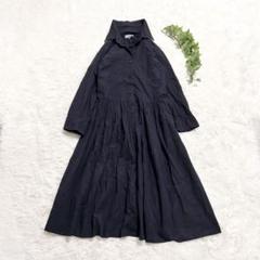 マーガレットハウエル　シャツワンピース　ロング丈　ベルト　長袖　ネイビー　1 マーガレットハウエル シャツワンピース ロング丈 ベルト 長袖