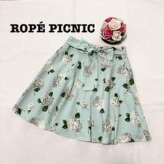 ロペピクニック　レディース　ひざ丈フレアスカート　フラワープリント　M リボン