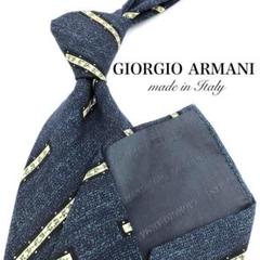 【美品】GIORGIO ARMANI ネクタイ 幾何学模様柄 総柄 ネイビー 紺