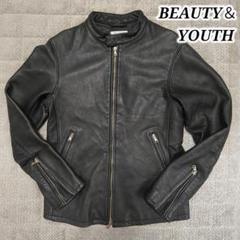 BEAUTY & YOUTH シングルライダース ラムレザー ブラック L
