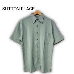 1983★【SUTTON PLACE】古着　メンズ　シャツ　半袖　グリーン系　M