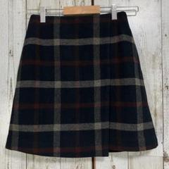 ☆ユニクロ☆美品☆ミニスカート チェック 起毛素材 ネイビー ウール混 厚手