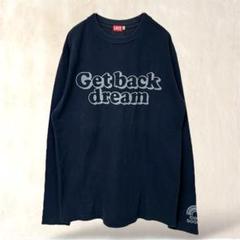【SAVE／セーブ】長袖カットソー　日本製　M　ロンT　プリント　カジュアル　紺