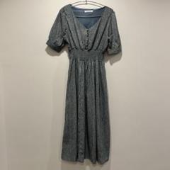 【美品】archives ロングワンピース　水色　ブルー　小花柄　レディース