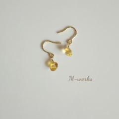 No.297 14kgf 宝石質シトリン*一粒 ピアス/イヤリング