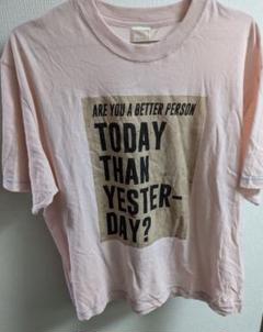 ピンク Tシャツ メッセージプリント