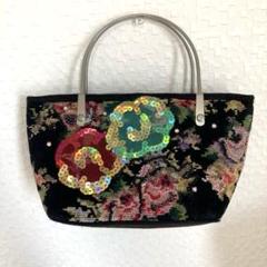 ✨美品・希少✨フェイラー ハンドバッグ 刺繍ビッグロゴ ゴールド金具 フェイラー？バッグ スパンコール ビーズ刺繍 花柄 FEILER